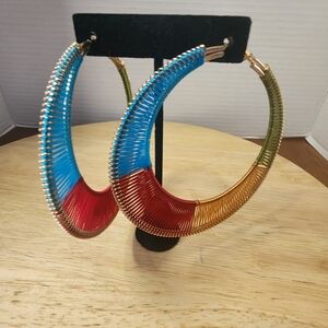 Large Silk Thread Wrapped Gypsy Hoop Earrings